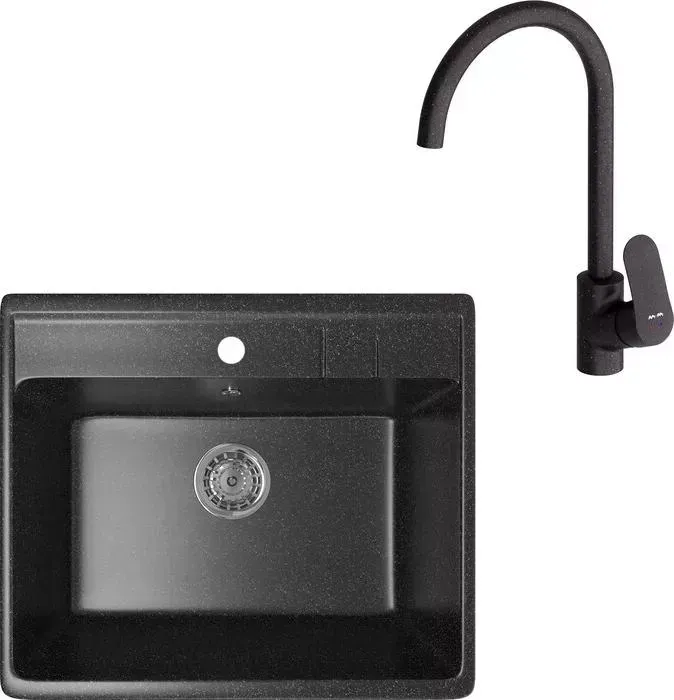 Мойка кухонная и смеситель Mixline и смеситель ML-GM15 черная 308 (4630030633792, F8007122)