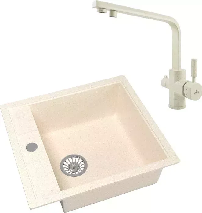 Мойка кухонная и смеситель Mixline и смеситель ML-GM28 бежевая 328 (4620031446507, 40144-11)