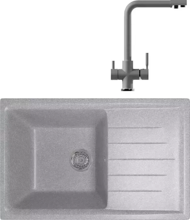 Мойка кухонная и смеситель Mixline и смеситель ML-GM19 49,5х75 графит 342 (4620031445692, 547933)
