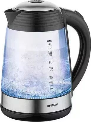 Чайник электрический HYUNDAI HYK-G3803 черный и серебристый