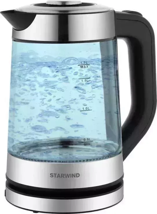Чайник электрический STARWIND SKG3081 черный/серебристый