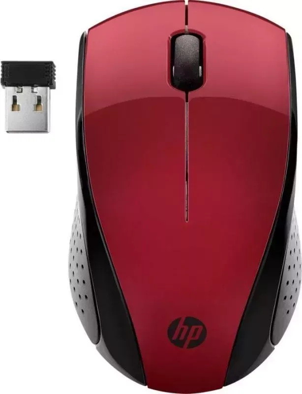 Мышь компьютерная HP Wireless 220 красный/черный (7KX10AA)