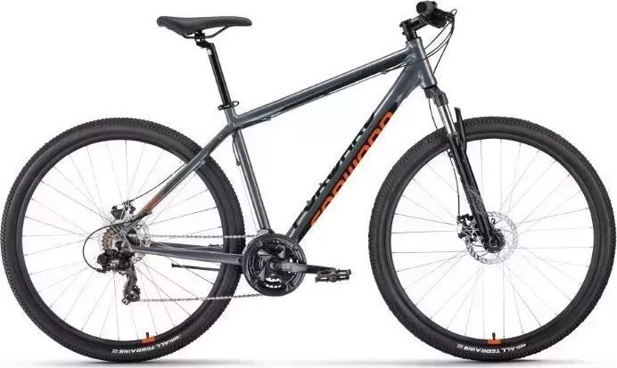 Велосипед FORWARD APACHE 29 2.0 D CLASSIC серый матовый/оранжевый (RBK22FW29108) взрослый 29 D