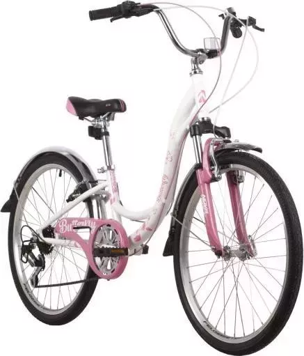 Велосипед NOVATRACK для подростков 24SH6V.BUTTERFLY.11PN22 белый-розовый