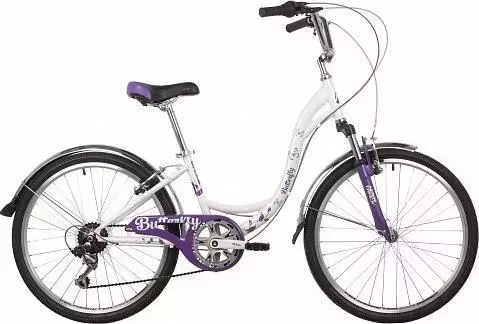 Велосипед NOVATRACK для подростков 24SH6V.BUTTERFLY.13VL22 белый-фиолетовый