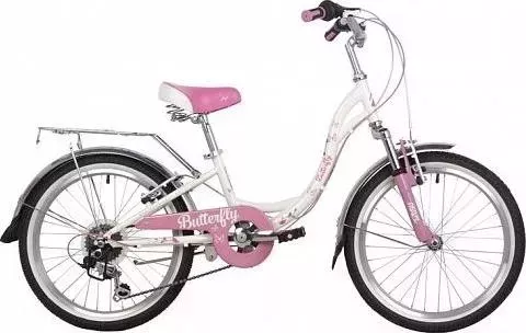 Велосипед NOVATRACK для подростков 20SH6V.BUTTERFLY.PN22 белый-розовый