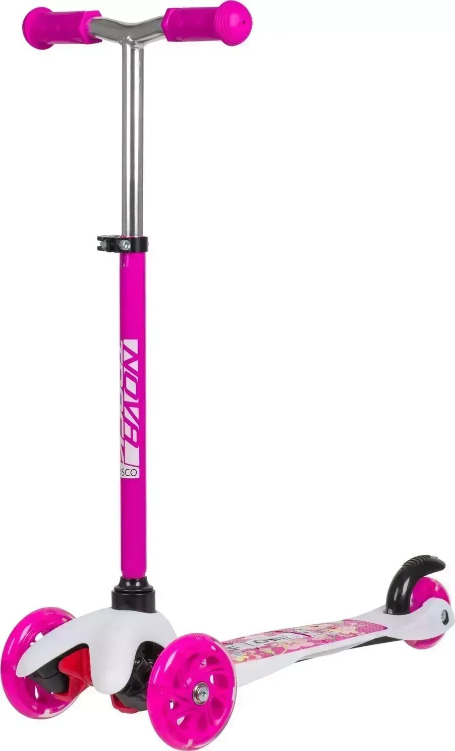 Самокат NOVATRACK 120H.DISCOKIDS.SWPN20 розовый Трехколесный самокат Disco-kids Print
