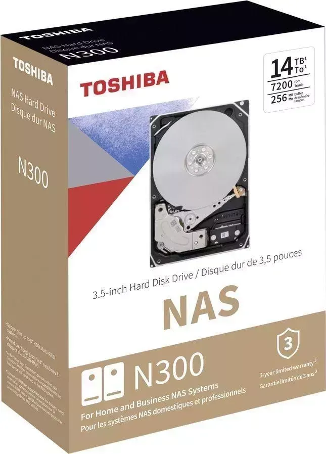 Жесткий диск TOSHIBA N300 14ТБ SATA III 3.5 (HDWG31EEZSTA)