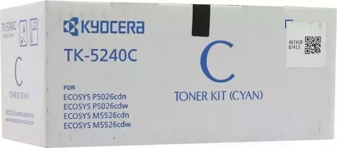 Картридж KYOCERA Расходный материал для печати TK-5240C для M5526/P5026. Голубой. 3000 страниц.