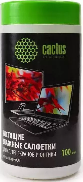 Средство для ухода за техникой CACTUS CS-T1001 Салфетки экранов и оптики 100шт