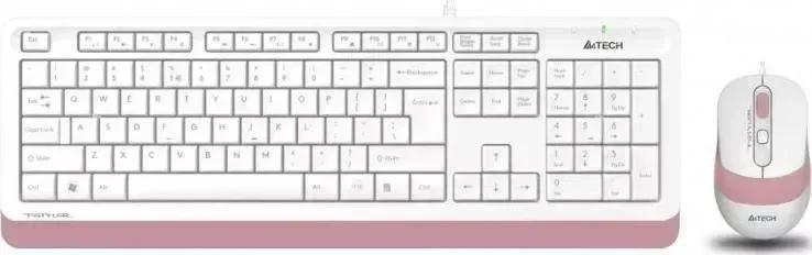 Клавиатура и мышь A4TECH мыши и клавиатуры F1010 USB белый/розовый Комплект и