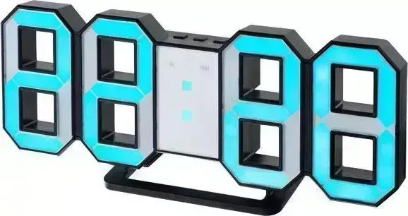 Часы настольные Perfeo PF-5199 черный корпус/синяя подсветка