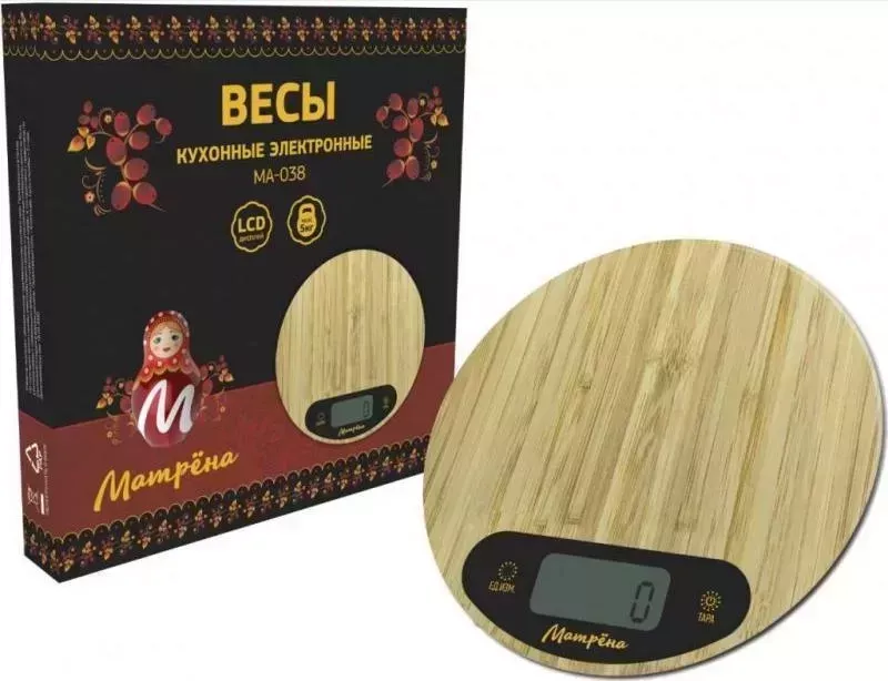 Кухонные весы Матрена МА-038 бамбук