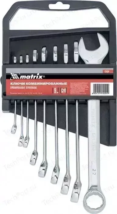 Набор ключей MATRIX комбинированных 6-22 мм 9шт CrV (15424)