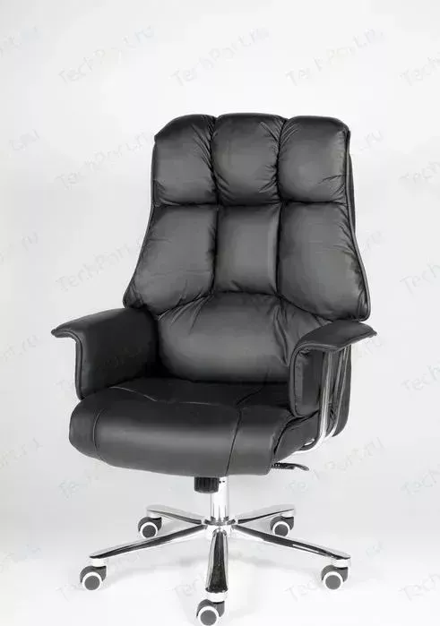 Кресло офисное NORDEN Президент сталь + хром/черная кожа