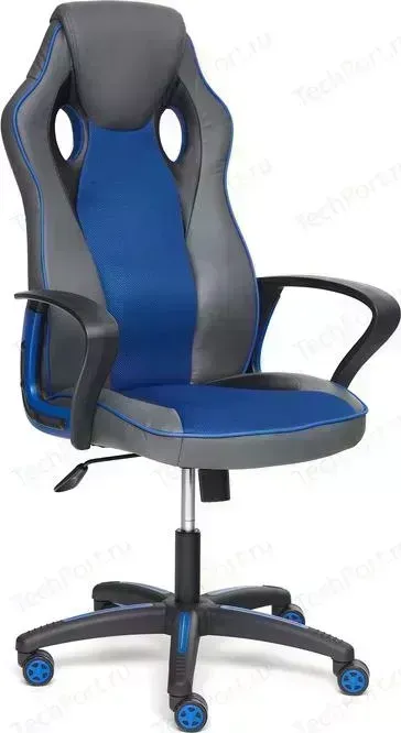 Кресло офисное TetChair Racer кож/зам/ткань металлик/синий 36/10