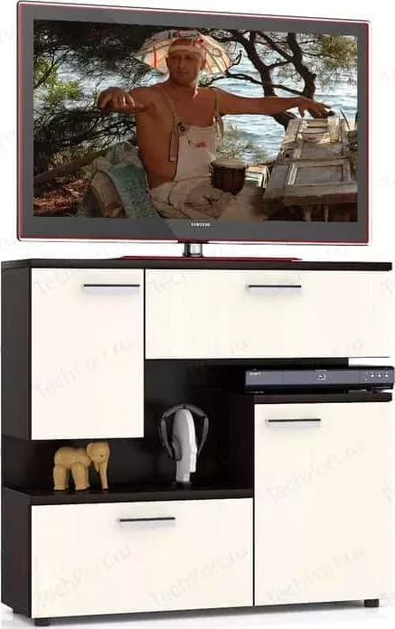 Тумба под телевизор Мебельный двор ТВ С-МД-С1-1000, цвет дуб/венге, ШхГхВ 100х30х93 см.
