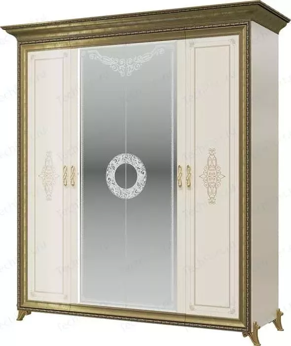 Шкаф Мэри 4-х дверный Версаль СВ-01 без короны № 3 слоновая кость