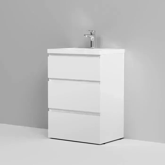 Тумба с раковиной Am.Pm с Gem S 61х85 белый глянец (M91FSX0602WG, M90WCC0602WG)