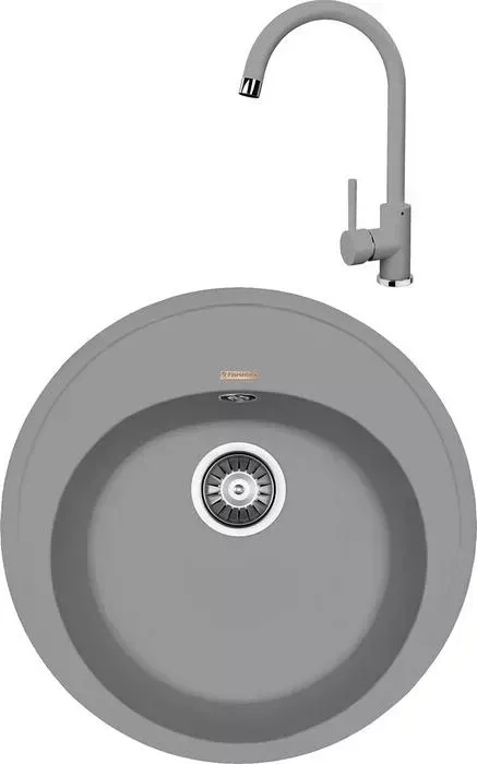 Мойка кухонная и смеситель FLORENTINA и смеситель Лотос 510 грей FSm (20.290.B0510.305 + 33.26L.1110.305)