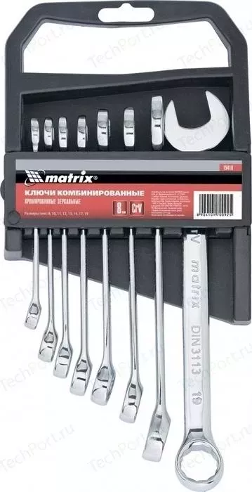 Набор ключей MATRIX комбинированных 8-19 мм 8шт CrV (15418)