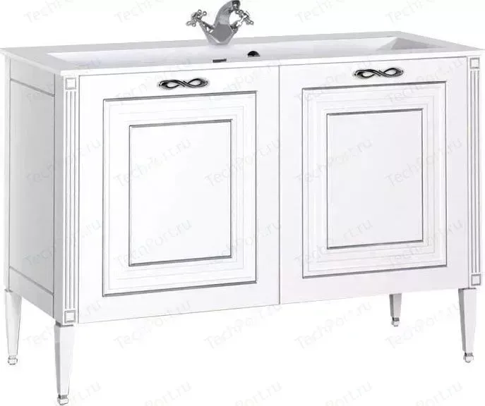 Тумба с раковиной AQUANET с Паола 120 белый/серебро (181763+164747)