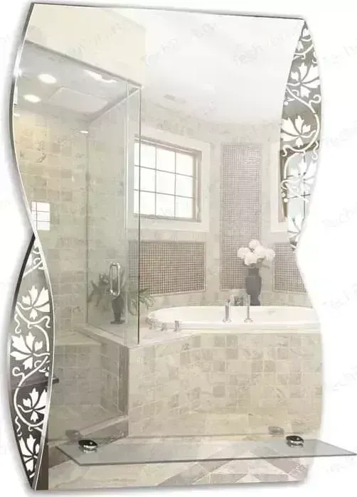 Зеркало Mixline Аква 395х600 с полкой, пескоструйный рисунок (4620001983902)