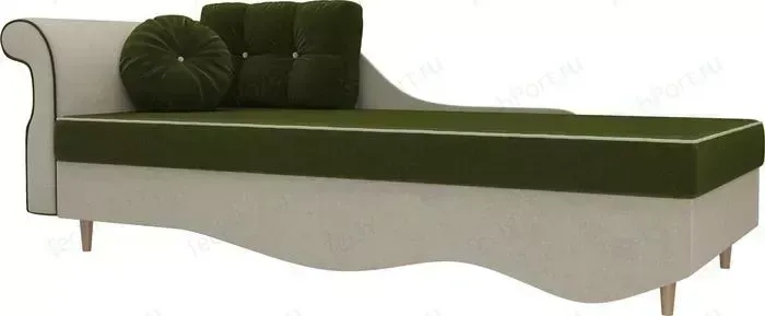Кушетка АртМебель Лорд микровельвет зеленый/бежевый левый угол