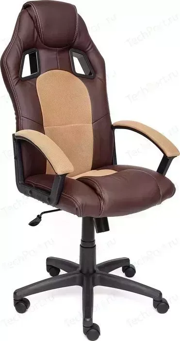 Кресло офисное TetChair DRIVER кож/зам/ткань, коричневый/бронзовый, 36-36/21