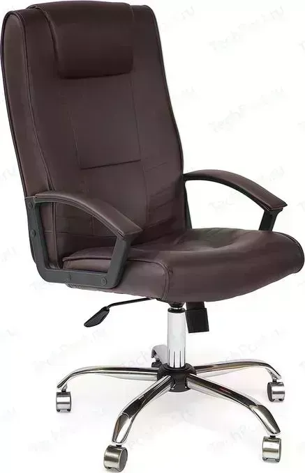 Кресло офисное TetChair MAXIMA хром, кож/зам, коричневый, 36-36