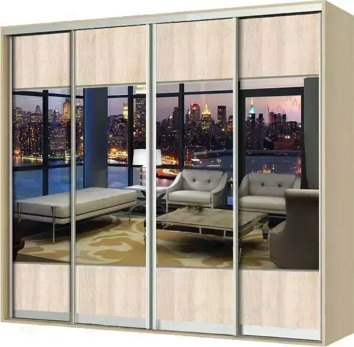 Шкаф-купе ГАММА Премиум-33 200х45 ясень с зеркалом