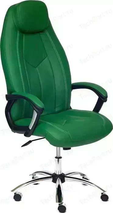 Кресло офисное TetChair BOSS (хром), кож/зам, зеленый/зеленый перфорированный, 36-001/36-001/06