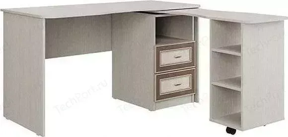Стол Олимп компьютерный ПКС- 5 вудлайн кремовый/белый/ Masa Decor аруша венге/профиль аруша венге кожа