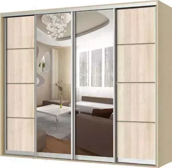 Шкаф-купе ГАММА Премиум 220х60 ясень с зеркалом