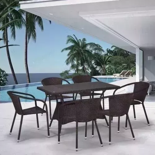 Обеденная группа Afina garden T198D/Y137C-W53 brown 6Pcs плетеный на 6 персон
