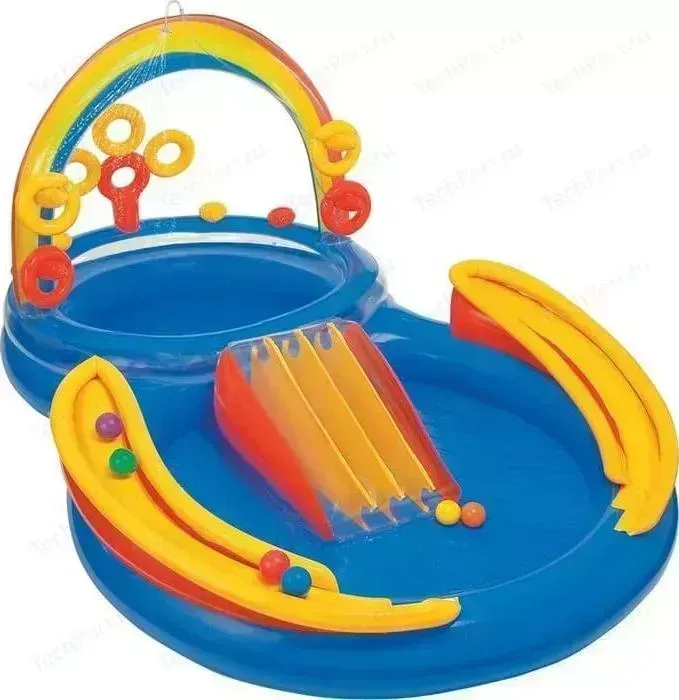 Бассейн INTEX с горкой и фонтаном 297х193х135см 57453