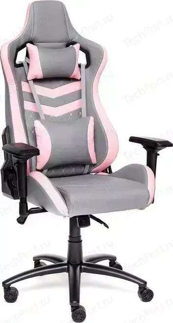 Кресло офисное TetChair iPinky кож/зам, серый/розовый