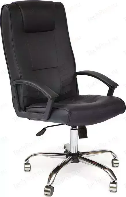 Кресло офисное TetChair MAXIMA хром, кож/зам, черный, 36-6