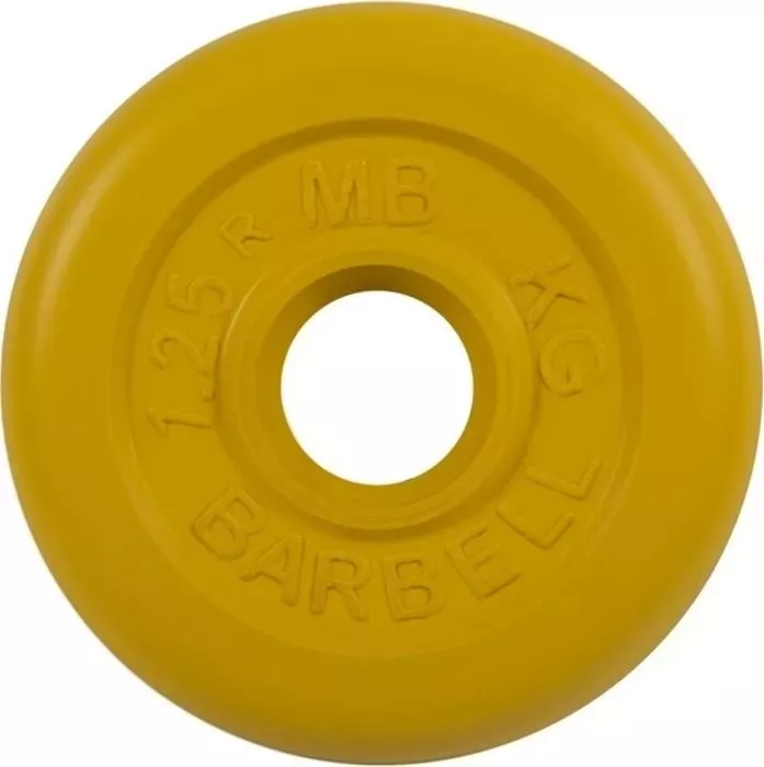 Диск обрезиненный MB Barbell 31 мм 1.25 кг желтый "Стандарт"