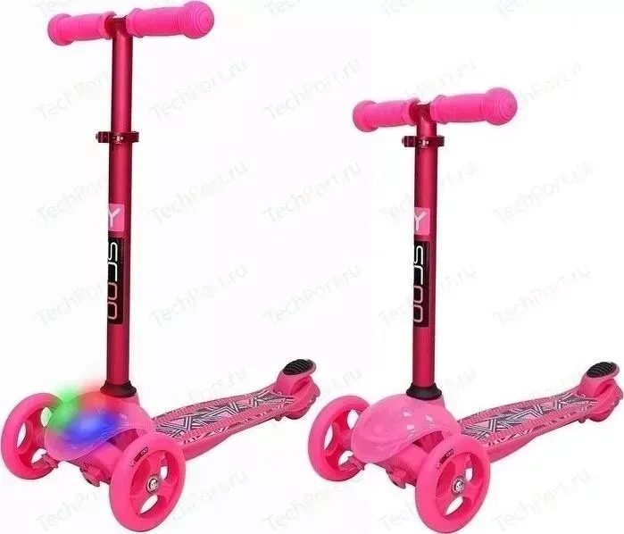Самокат Y-Scoo DIAMOND 120 Kaleidoscope светящаяся платформа pink (6513)