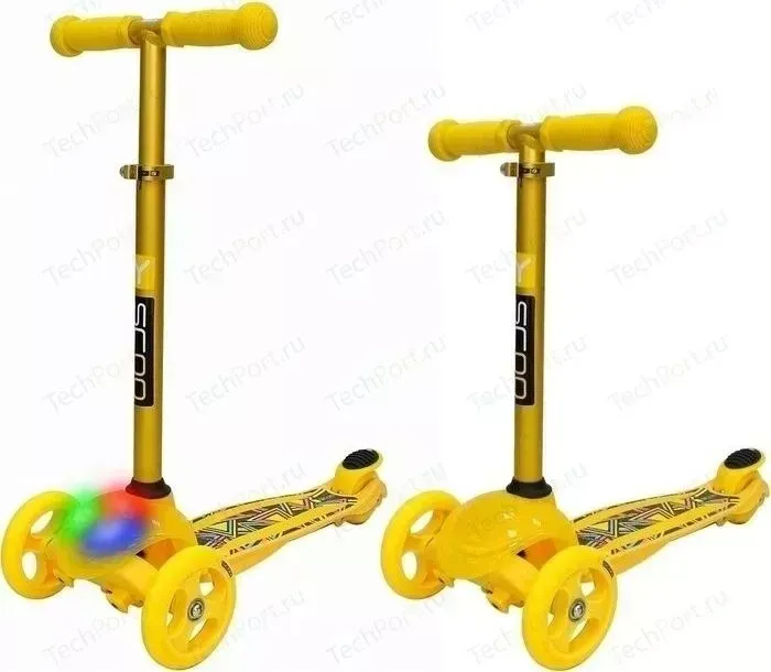 Самокат Y-Scoo RT Trio Diamond 120 Kaleidoscope светящаяся платформа yellow