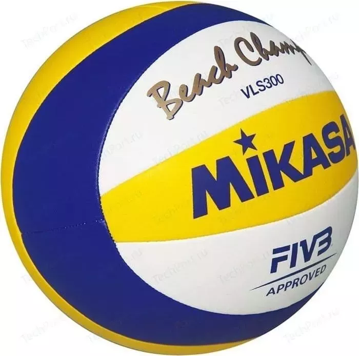 Мяч волейбольный MIKASA для пляжного волейбола VLS300 Beach Champ, размер 5, цвет бел-син-жел