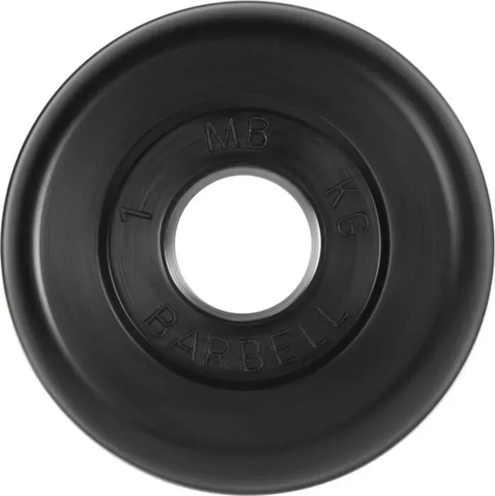 Диск обрезиненный MB Barbell d 31 мм черный 1,0 кг