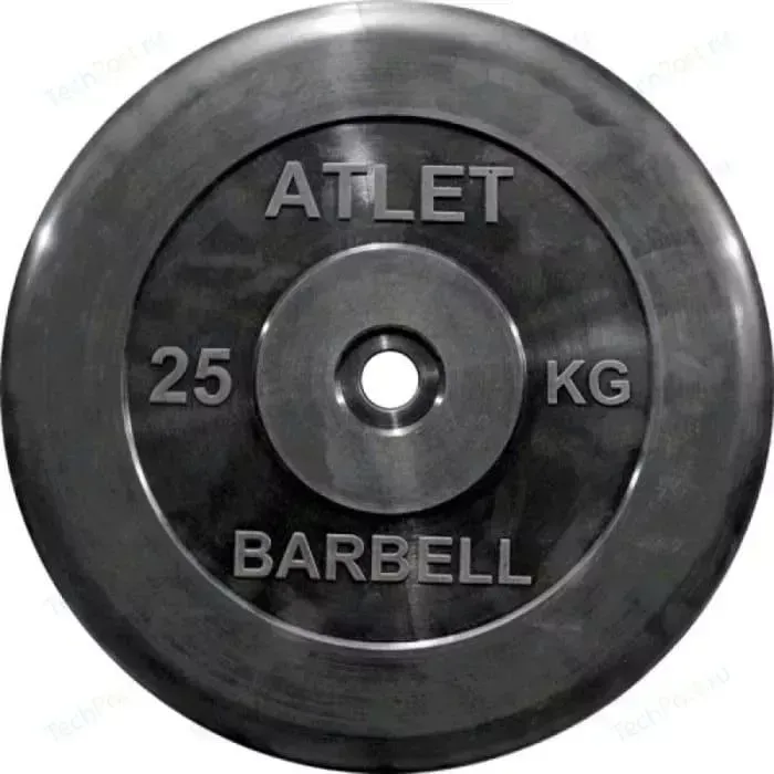 Диск обрезиненный Atlet черный d-31 25кг