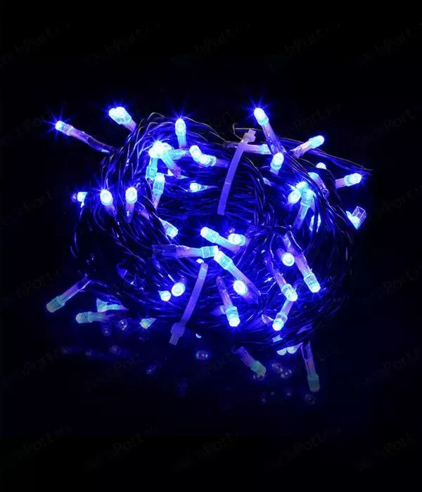 Гирлянда Light Светодиодная нить 10 м синяя 100 led 24V чёрный провод