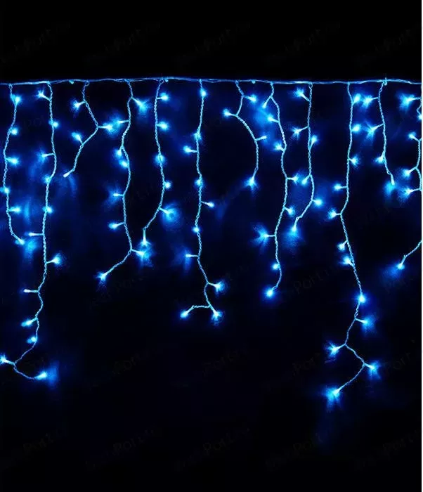 Светодиодная бахрома Light синяя 3,2x0,9 белый провод