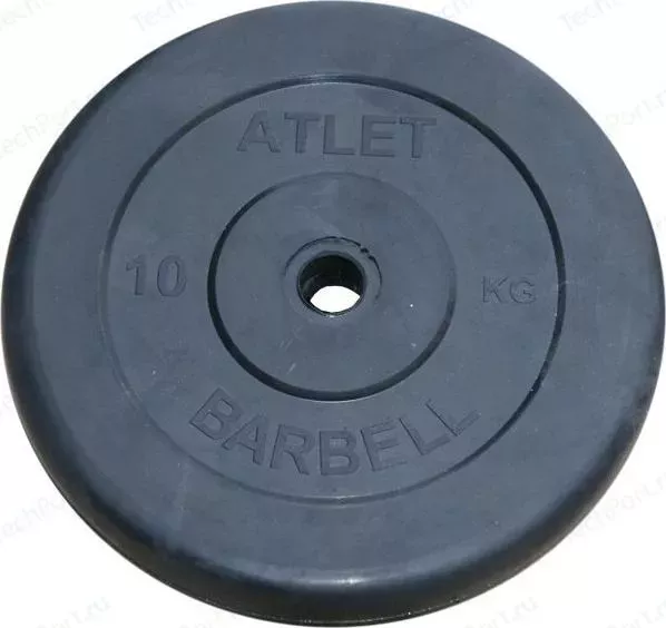 Диск обрезиненный Atlet 31 мм, 10 кг черный