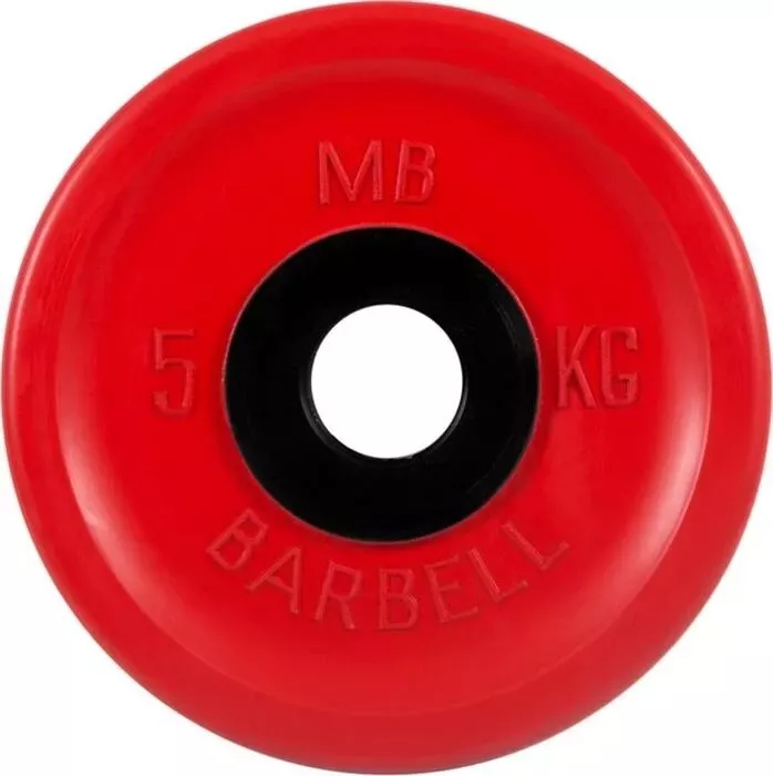 Диск обрезиненный MB Barbell 51 мм 5 кг красный "Евро-Классик" (Олимпийский)