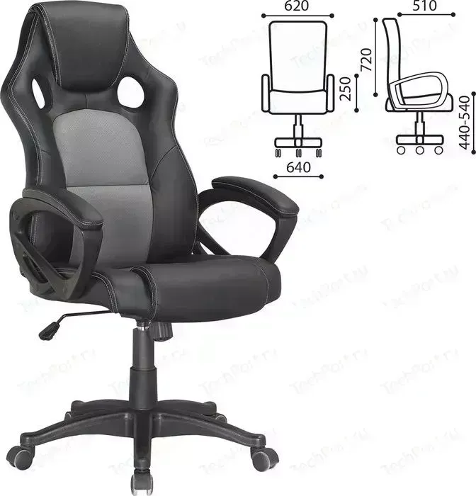 Кресло офисное Brabix Rider Plus EX-544 комфорт экокожа, черное/серое, 531582