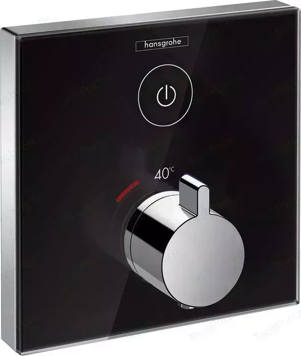 Термостат для душа Hansgrohe ShowerSelect Glass с кнопкой стоп/старт, с механизмом, черный/хром (15737600, 01800180)